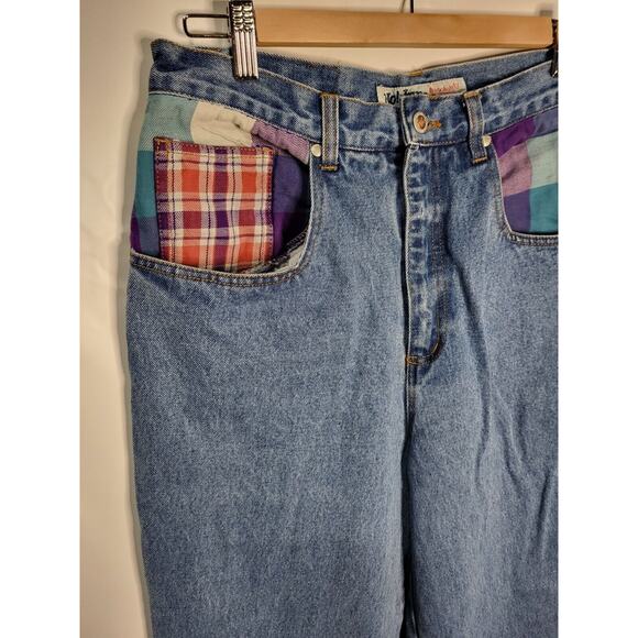 Rare Vintage NO! ABSOLUTELY BLUES Jeans Denim Size 13/14 Plaid, Retro, 1980s - Picture 4 of 11
